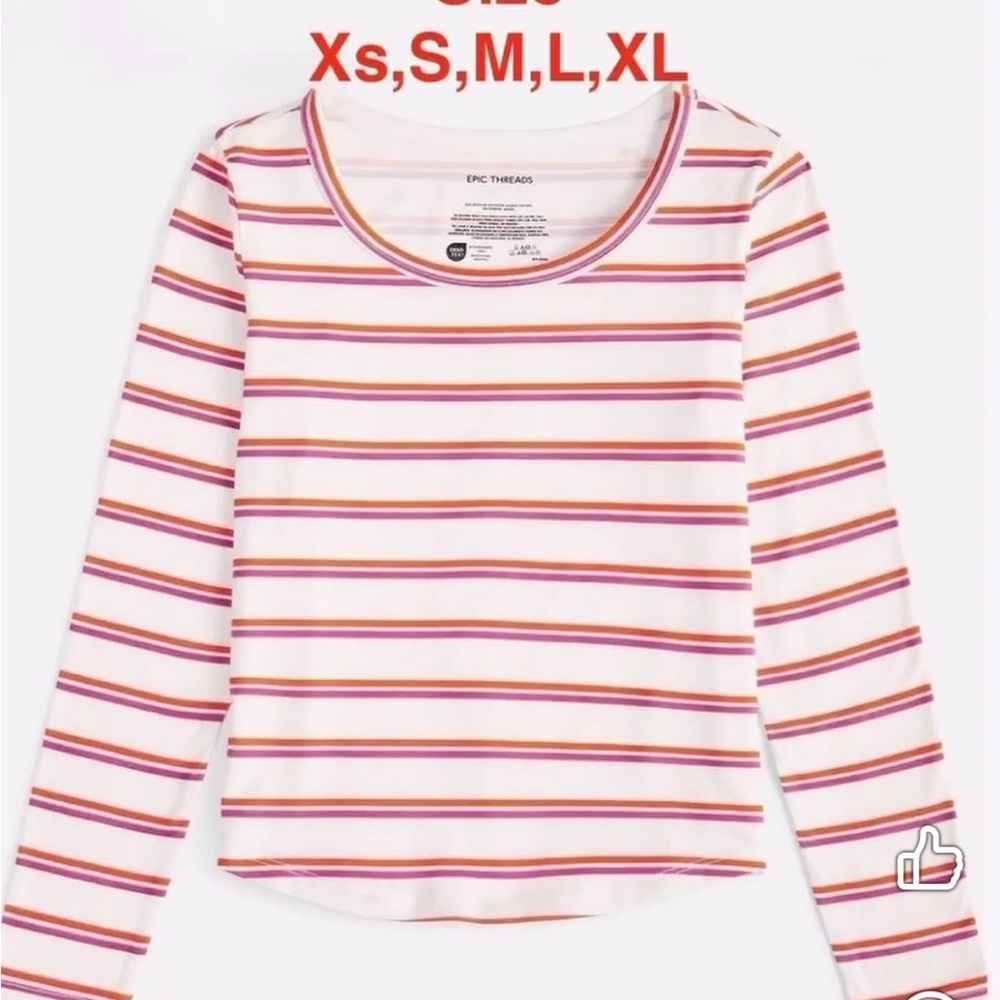 Epic Threads Kids Long Sleeve Top - Pink and White Stripes